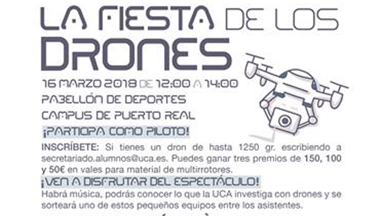 El viernes 16 de marzo de 12h a 14h celebramos la II Fiesta de los Drones en el Complejo Deportivo UCA