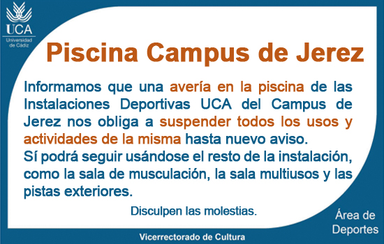 IMG Avería en la Piscina de las Instalaciones Deportivas UCA del Campus de Jerez
