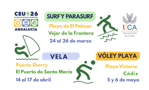 La Universidad de Cádiz organiza los Campeonatos de España Universitarios 2026 de Surf, Vela y Vóley Playa