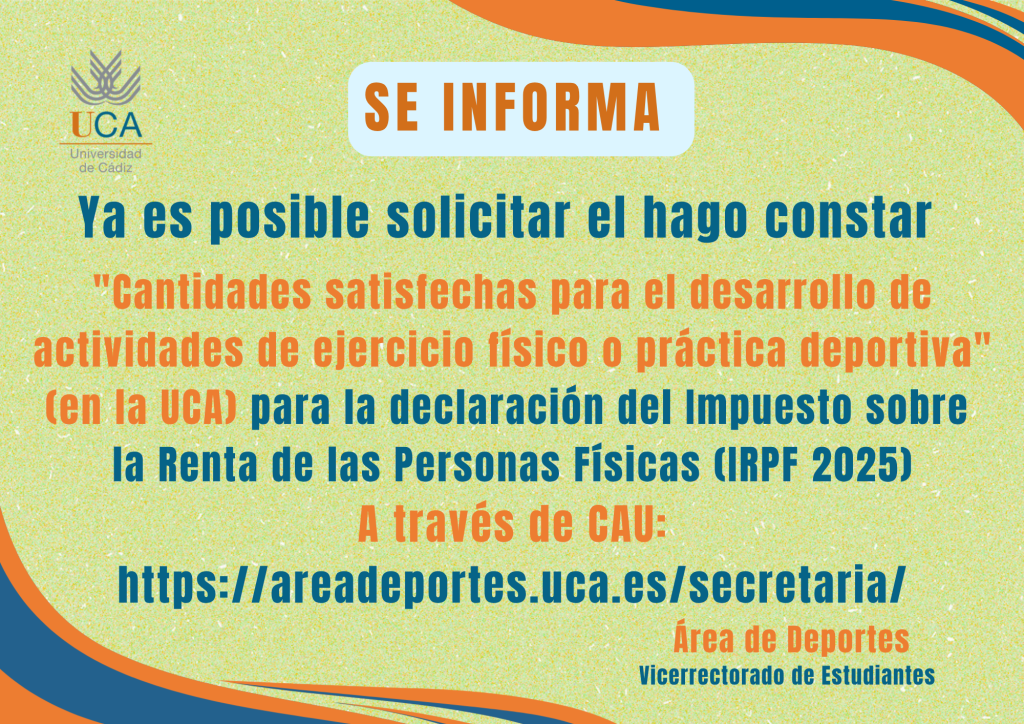 IMG Hace constar “Cantidades satisfechas para el desarrollo de actividades de ejercicio físico…” UCA (IRPF 2025)