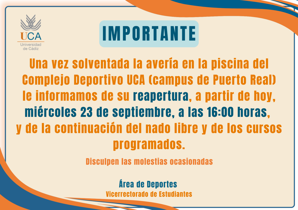 IMG Reapertura piscina Complejo Deportivo UCA (campus de Puerto Real)