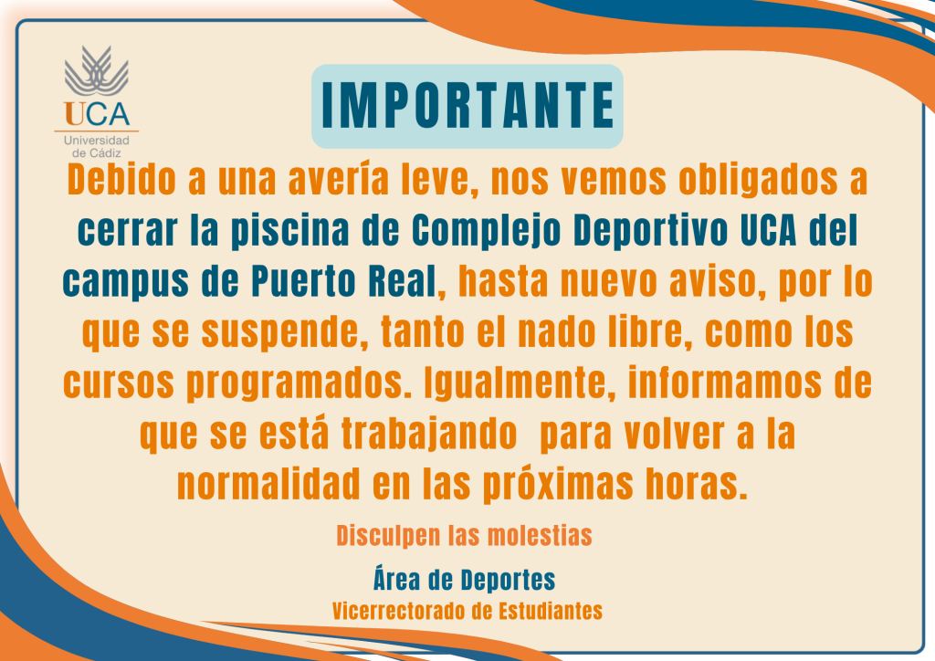 IMG Cierre Piscina Complejo Deportivo UCA (Campus de Puerto Real)